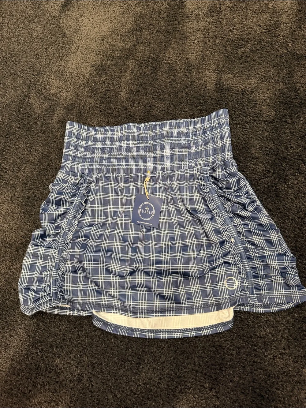 Bubble Lifestyle Prince Plaid Ruffle Mini Skort in Blue/white plaid